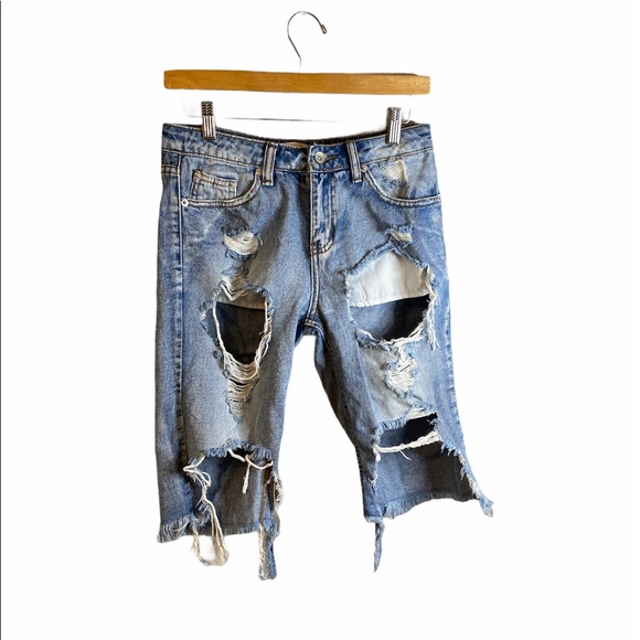 Signature8 Pants - Signature8 Distressed Denim Shorts Long